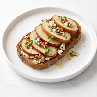 Seckel Pear Open Faced Sandwich W Bleu Cheese and Walnuts for 1