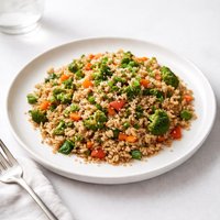Sesame Brown Rice Pilaf with Garlic and Vegetables
