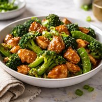 Sesame Chicken with Broccoli and Snow Peas