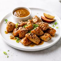 Sesame Chicken with Mustard Plum Sauce