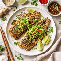 Sesame Crusted Trout with Ginger Scallion Salad