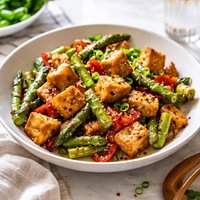 Sesame Ginger Asparagus and Tofu Stir Fry