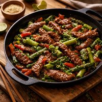 Sesame Ginger Beef and Asparagus Stir Fry