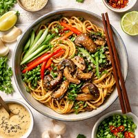 Sesame Noodles with Mushrooms