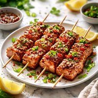 Sesame Roasted Salmon Skewers
