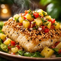 Sesame Sea Fish with Pineapple Salsa