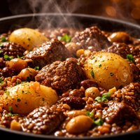 Shabbat Chamin Cholent Meat and Potato Stew
