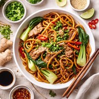 Shanghai Fried Noodles with Pork or Chicken