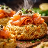 Sharp Old Cheddar Scones with Smoked Salmon