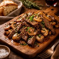 Sherry Garlic Beef and Mushrooms