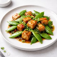 Sherry Tofu with Snow Peas