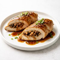 Shiitake Stuffed Chicken Breasts with Teriyaki Glaze