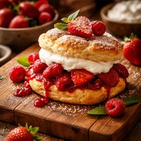 Shortcake with Strawberry and Raspberry