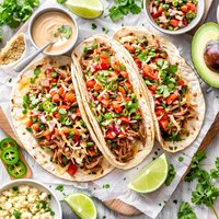 Shredded Carnitas Soft Shell Taco with Pepper Jack