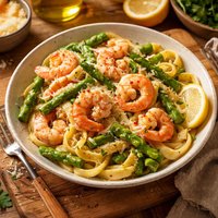 Shrimp and Asparagus Fettuccine