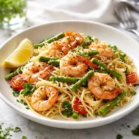 Shrimp and Asparagus with Angel Hair Pasta