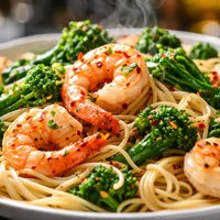 Shrimp and Broccoli Rabe with Angel Hair