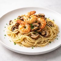 Shrimp and Mushrooms with Angel Hair Pasta