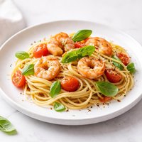 Shrimp and Pasta with Basil and Tomatoes