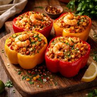 Shrimp and Rice Stuffed Bell Peppers