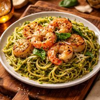 Shrimp and Scallops with Pesto Pasta