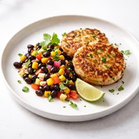 Shrimp Cakes with a Black Bean and Corn Salsa