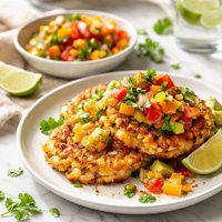 Shrimp Corn Cakes with Citrus Chile Salsa