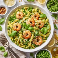 Shrimp Fusilli with Sweet Pea Pesto