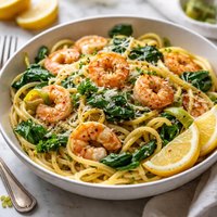 Shrimp Leek and Spinach Pasta