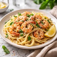 Shrimp Linguine with Basil Garlic Butter