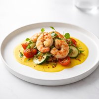 Shrimp Medley with Saffron Sauce