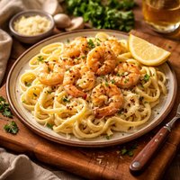 Shrimp Scampi with Pasta Alfredo