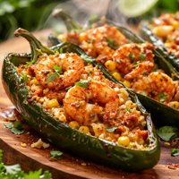 Shrimp Stuffed Poblano Peppers