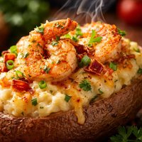 Shrimp Stuffed Twice Baked Potato