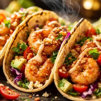 Shrimp Tacos with Spicy Cream Sauce
