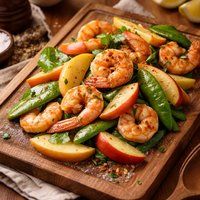 Shrimp with Apples and Snow Peas