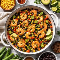 Shrimp with Black Beans Okra Fresh Corn