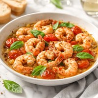 Shrimp with Tomatoes Wine and Basil