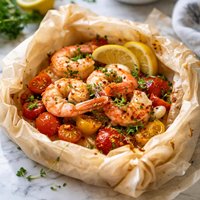 Shrimps and Cherry Tomatoes En Papillotte