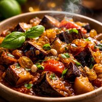 Sicily Knows Best Eggplant Stew with Honey Golden Raisin