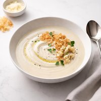 Silky Cauliflower Soup with Parmesan Crisps
