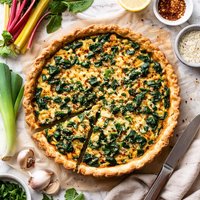 Silverbeet Swiss Chard or Spinach Leek Garlic Quiche