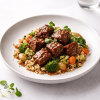 Simmered Beef Cubes with Veggies and Barley