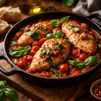Simmered Tomato and Basil Chicken