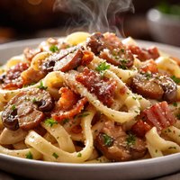 Simple Bacon and Mushroom Pasta