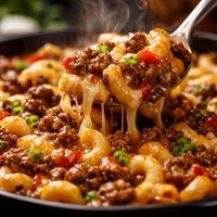 Simple Macaroni Cheese Beef Skillet Bake