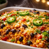 Simple Mexican Rice and Bean Bake