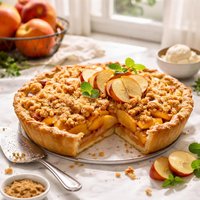 Simple Peach Pie with Apple Accent and Crumble Topping