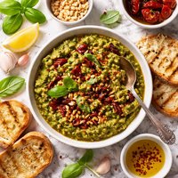 Simple Pesto Spread with Sun Dried Tomatoes