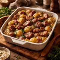 Simple Potato Salad Sausage Bake